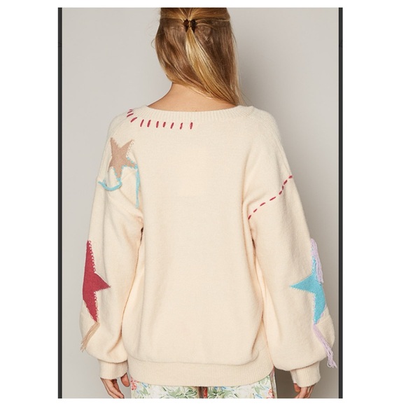 $40 start 332 ⬇️Pretty POL V neck star sweater - Picture 8 of 10